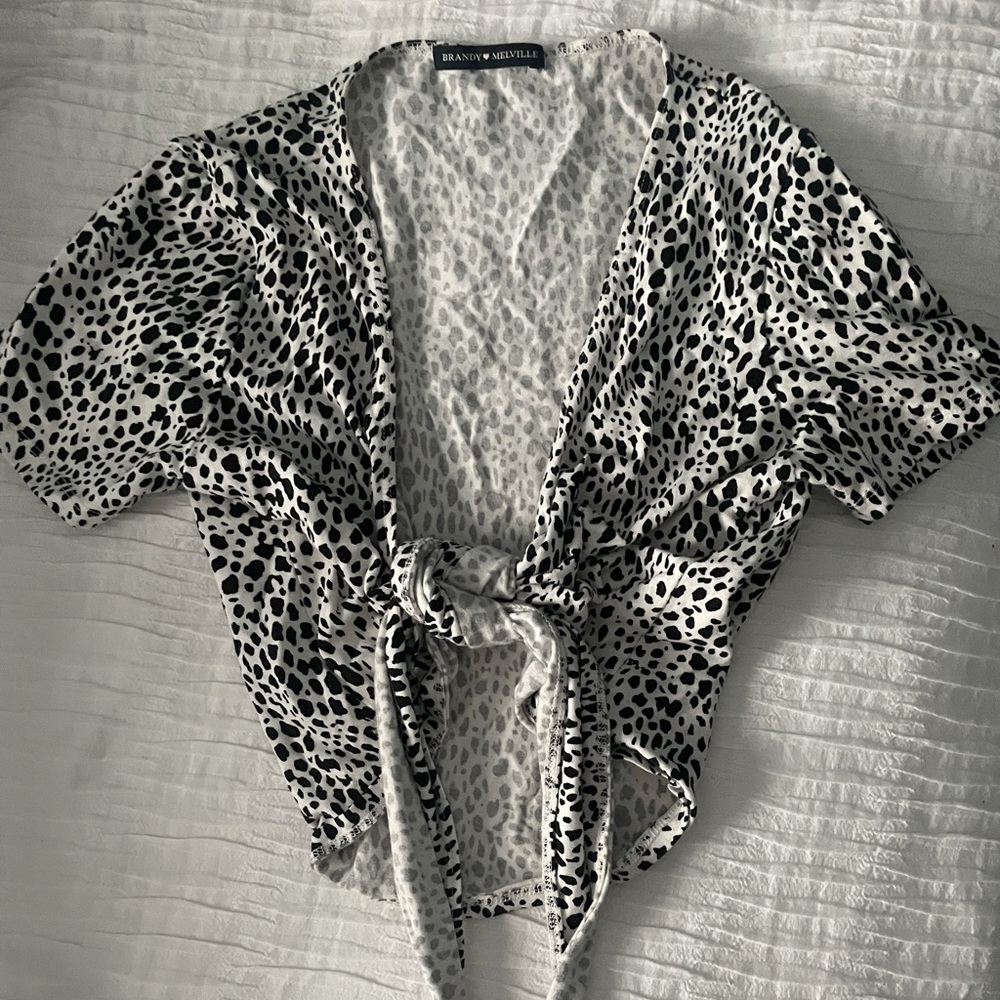 Brandy Melville leopard print tie shirt